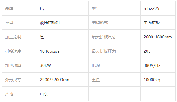 全自動(dòng)拼板機技術(shù)參數